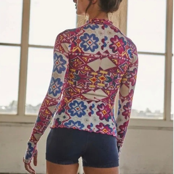 Free People Printed High Jump Long Sleeve Top - Picture 2 of 4